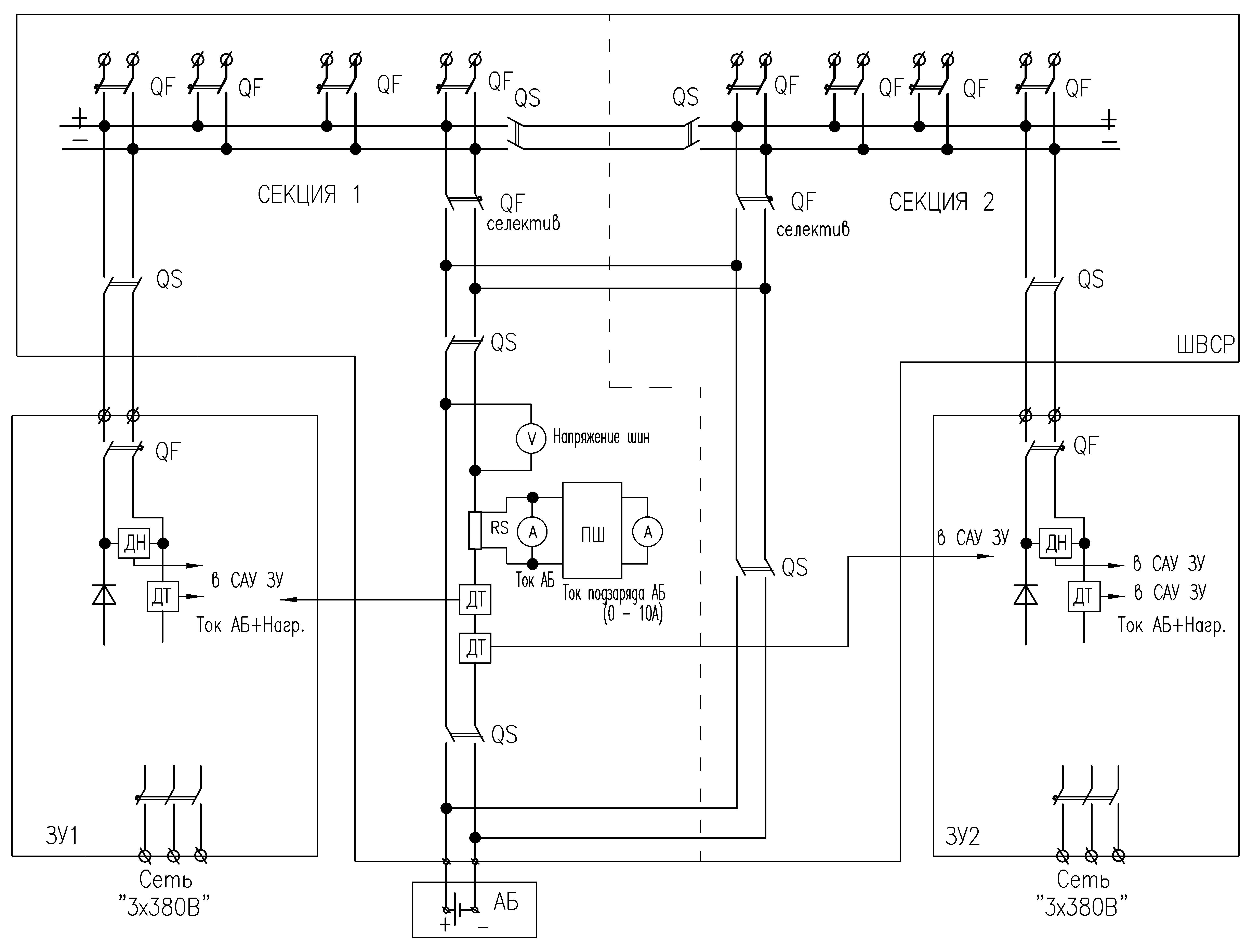 Щит постоянного тока схема